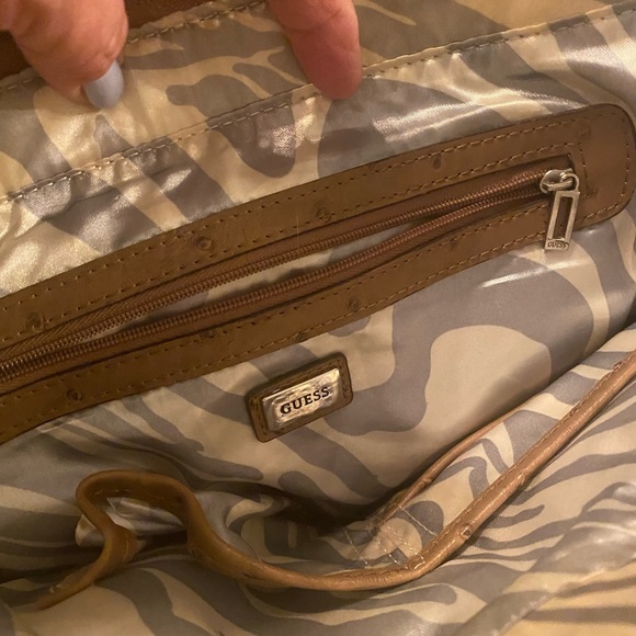 Guess Y2K Tan 2 Tone Ostrich Handbag - Picture 6 of 6